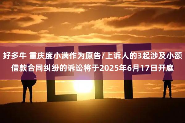 好多牛 重庆度小满作为原告/上诉人的3起涉及小额借款合同纠纷的诉讼将于2025年6月17日开庭